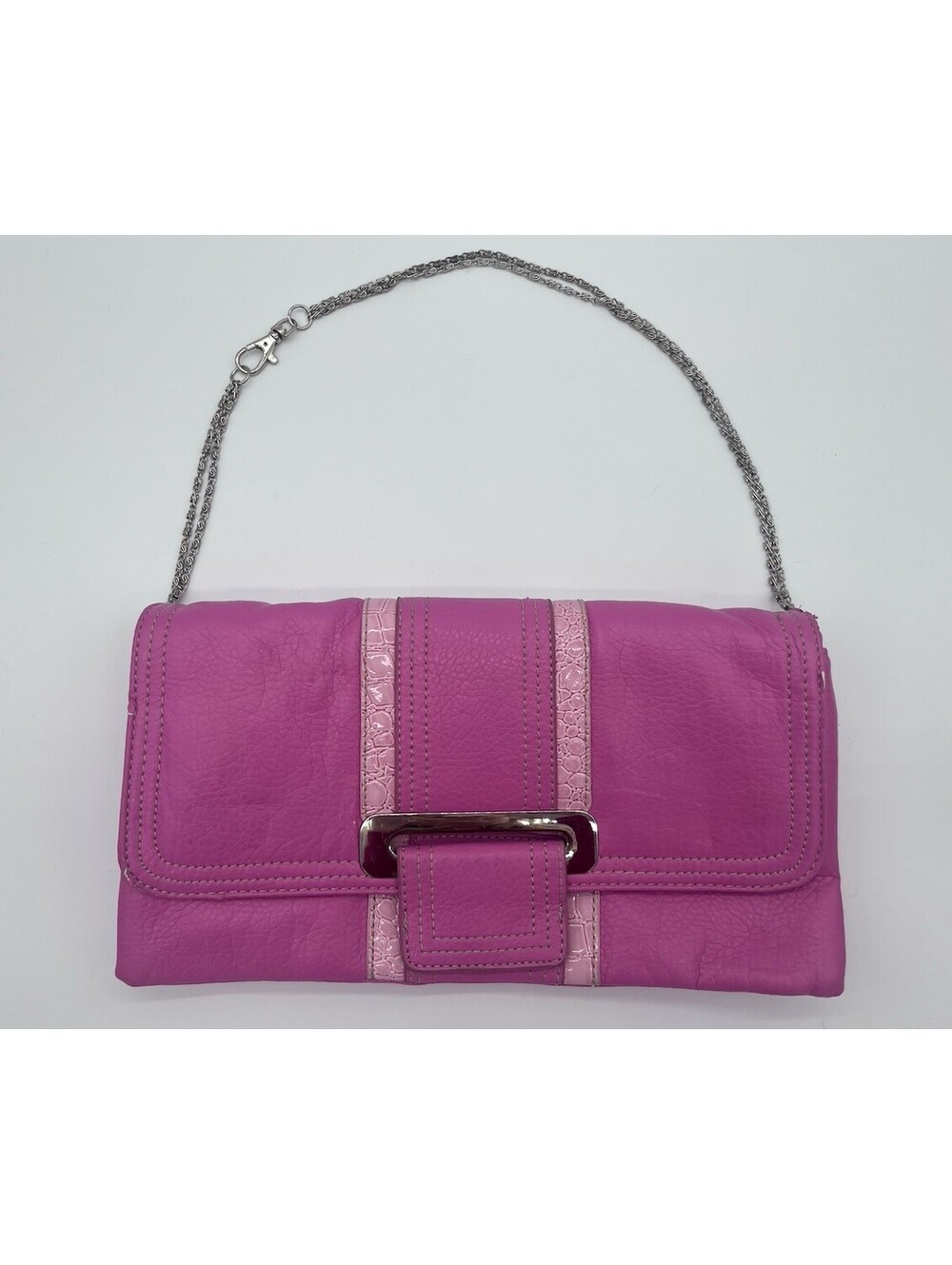 Candie’s Pink Clutch Shoulder Bag Chain Strap Y2K Faux Leather Purse